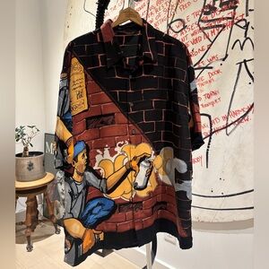 Vintage 90s Mecca Sport Graffiti Artwork Button Down Shirt